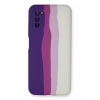 Samsung Galaxy A03S Kılıf Ebruli Lansman Silikon - Mor-Beyaz