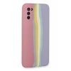 Samsung Galaxy A03S Kılıf Ebruli Lansman Silikon - Pembe-Lila
