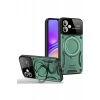 Samsung Galaxy A06 Kılıf Joy Lens Standlı Kapak - Koyu Yeşil