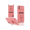 Samsung Galaxy A06 Kılıf Zuma Kartvizitli Yüzüklü Silikon - Pembe