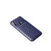 Samsung Galaxy A11 Kılıf Auto Focus Karbon Kapak - Lacivert