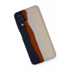 Samsung Galaxy A22 Kılıf Ebruli Lansman Silikon - Lacivert-Krem