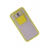 Samsung Galaxy J7 Pro / J730 Kılıf Palm Buzlu Kamera Sürgülü Silikon - Sarı
