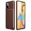 Samsung Galaxy M51 Kılıf Auto Focus Karbon Kapak - Kahverengi