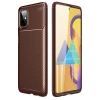 Samsung Galaxy M51 Kılıf Auto Focus Karbon Kapak - Kahverengi