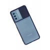 Samsung Galaxy M52 5G Kılıf Palm Buzlu Kamera Sürgülü Silikon - Lacivert