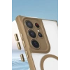 Samsung Galaxy S23 Ultra Kılıf Enka Magsafe Silikon Kılıf - Desert