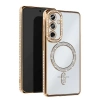 Samsung Galaxy S25 Kılıf Joke Simli Magneticsafe Kılıf - Gold