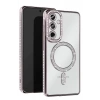 Samsung Galaxy S25 Kılıf Joke Simli Magneticsafe Kılıf - Gümüş