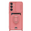 Samsung Galaxy S25 Plus Kılıf Zuma Kartvizitli Yüzüklü Silikon - Pembe