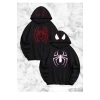 Sevgili Çift Kombini Örümcek Baskılı Kapüşonlu Sweatshirt Hoodie - Siyah