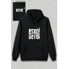 Sevgililer Günü Beyci Hediye Baskılı Oversize Kapüşonlu Sweatshirt - Siyah