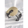 Siyah Mermer Desen Akrilik Plastik Gold Nal Model Plaka Vintage Kadın Bilezik