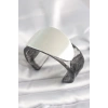 Siyah Mermer Desen Akrilik Plastik Gümüş Oval Plaka Model Vintage Kadın Bilezik