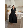 Siyah Müslin Uzun Elbise