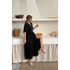 Siyah Müslin Uzun Elbise
