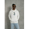 Siyah Oversize Hoodie - Sırt Baskılı Survivor Penguin Temalı, Felsefi Yazılı Kapüşonlu Sweatshirt - Beyaz