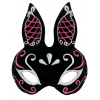 Siyah Renk Kırmızı Beyaz Simli Siyah Süet Kaplama Tavşan Maskesi 18x16 cm