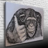 Siyah ve Gri Tonlarda Maymun Portresi Kanvas Tablo 50 x 70