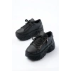 SP-156 Siyah Bağcıklı Fermuarlı Yüksek Taban Günlük Spor Ayakkabı