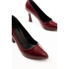 ST-001 Bordo Rugan Günlük 9 cm Topuklu Bayan Stiletto Ayakkabı