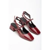 ST-003 Bordo Rugan Günlük 4 cm Topuklu Bayan Ayakkabı