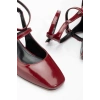 ST-003 Bordo Rugan Günlük 4 cm Topuklu Bayan Ayakkabı