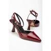ST-004 Bordo Rugan Günlük 7 cm Topuklu Bayan Ayakkabı