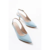 ST-1152 Bebe Mavi Rugan Günlük 7 cm Topuklu Kadın Ayakkabı