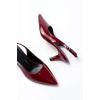 ST-1152 Bordo Rugan Günlük 7 cm Topuklu Kadın Ayakkabı
