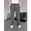 Su Yolu Çizgili Cepli Pantalon - Siyah