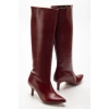 SYT-2025 Bordo Kırışık Rugan Günlük Kadın Çizme