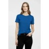 T-Shirt Bisiklet Yaka Slim Fit Likralı Tişört Günlük Basic Body - İndigo