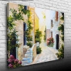 Taş Evler Ve Çiçekli Yol Yağlıboya Kanvas Tablo 50 x 70