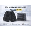 Tek Kullanımlık Şort 10 Adet Nonwoven Kumaş Siyah Standart Beden