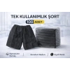 Tek Kullanımlık Şort 100 Adet Nonwoven Kumaş Siyah Standart Beden