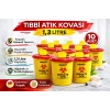 Tıbbi Atık Kovası 1,3 Litre 10 Adet Kapaklı Tıbbi Atık Kutusu Enfekte Atık Kovası Seti
