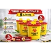 Tıbbi Atık Kovası 5 Litre 5 Adet Kapaklı Tıbbi Atık Kutusu Enfekte Atık Kovası