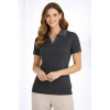 Triko Kumaş Yakalı Düğmesiz Açık Yaka Fitilli Kısa Kollu Regular Fit Tişört T-shirt - Siyah