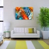 Turuncu ve Mavi Tonlar Zebra Resmi Kanvas Tablo 50 x 70
