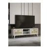 Tv Sehpası Tv Ünitesi Vera Beyaz Gold Çizgili 5052