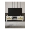 Tv Sehpası Tv Ünitesi Vera Beyaz Gold Çizgili 5052