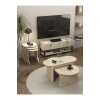 Tv Sehpası Ünitesi 2Li Orta Sehpa 3Lü Zigon Sehpa Set Üç Ürün Traverten