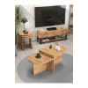 Tv Sehpası Ünitesi Tekli Orta Sehpa 3Lü Zigon Sehpa Set Üç Ürün Atlantik Çam