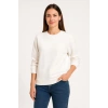Üç İplik Düz Bisiklet Yaka SweatShirt - Beyaz