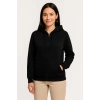 Üç İplik Kapüşonlu Tam Fermuarlı Kanguru Çepli SweatShirt Hoodie - Siyah