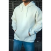 Üç İplik Penye Kapşonlu Basic SweatShirt - Beyaz