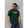 Unisex Basic Bisiklet Yaka Oversize T-Shirt - Yeşil