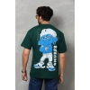Unisex Basic Bisiklet Yaka Oversize T-Shirt - Yeşil