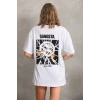 Unisex Baskılı Oversize T-Shirt - Beyaz